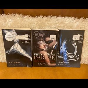 “50 Shades of Grey” series of 3 books by E L James.